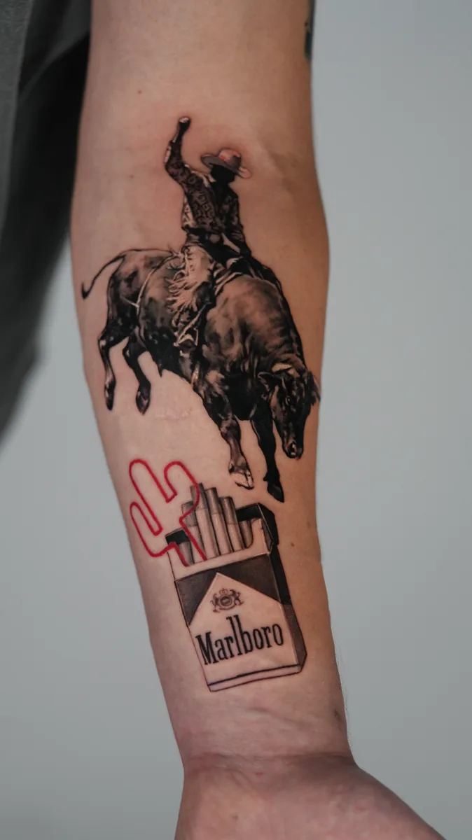 Marlboro cowboy bull rider tattoo by Ramon Rodrigo